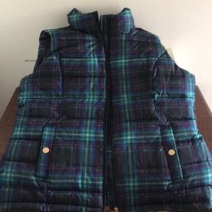 Plaid polyester puff vest